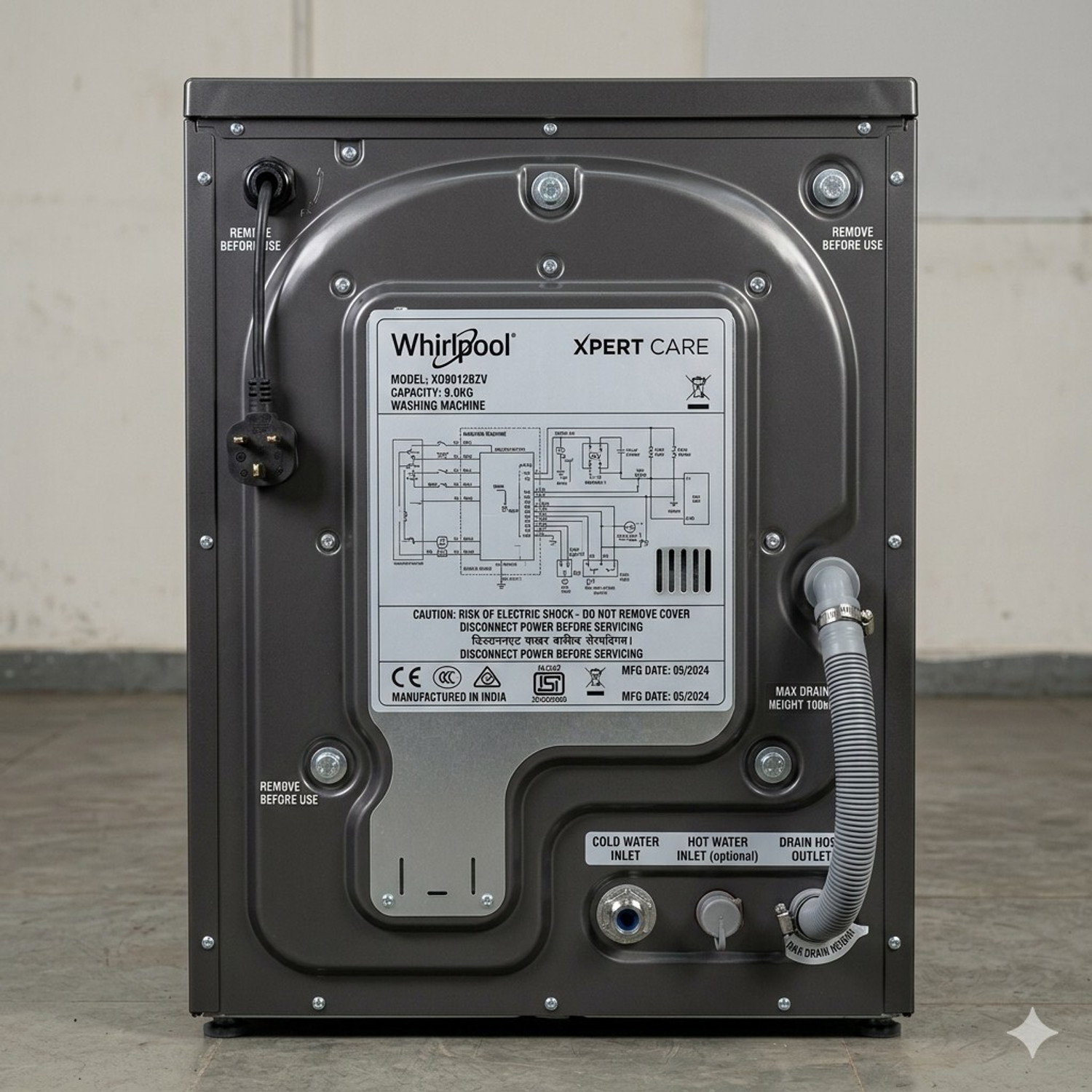 Image of Whirlpool 9 kg Fully Automatic Front Load Washing Machine with In-built Heater Grey