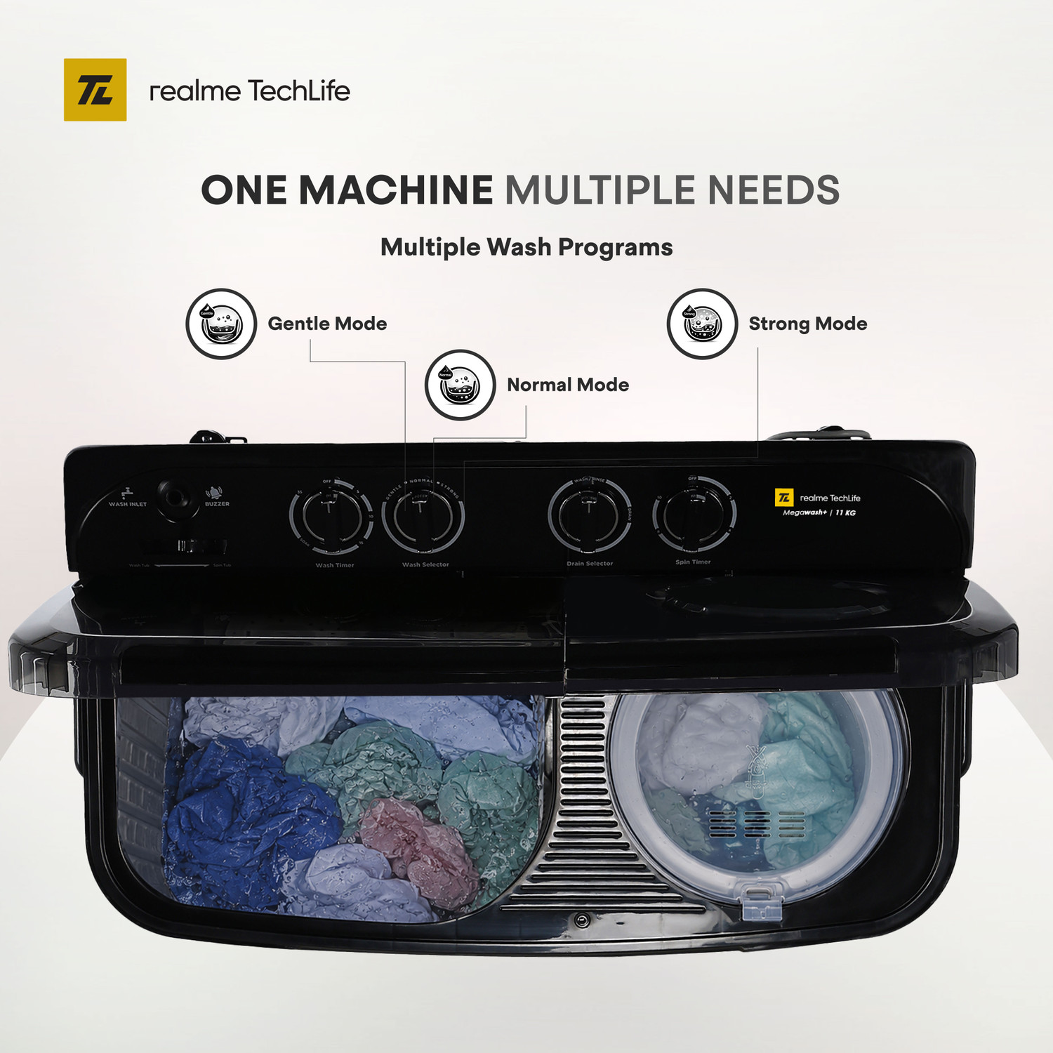 Image of realme TechLife 11 kg Semi Automatic Top Load Washing Machine Grey