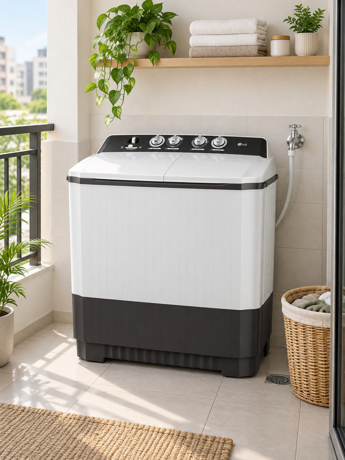 Image of LG 7 kg Semi Automatic Top Load Washing Machine Grey, White