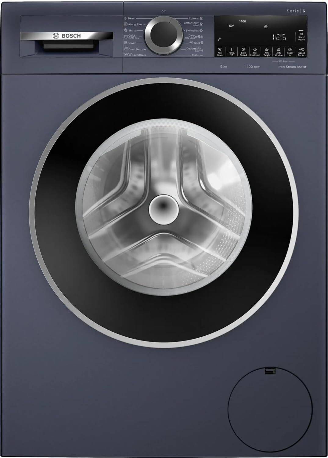 Image of BOSCH 9 kg Fully Automatic Front Load Washing Machine with In-built Heater Black, Grey, Silver