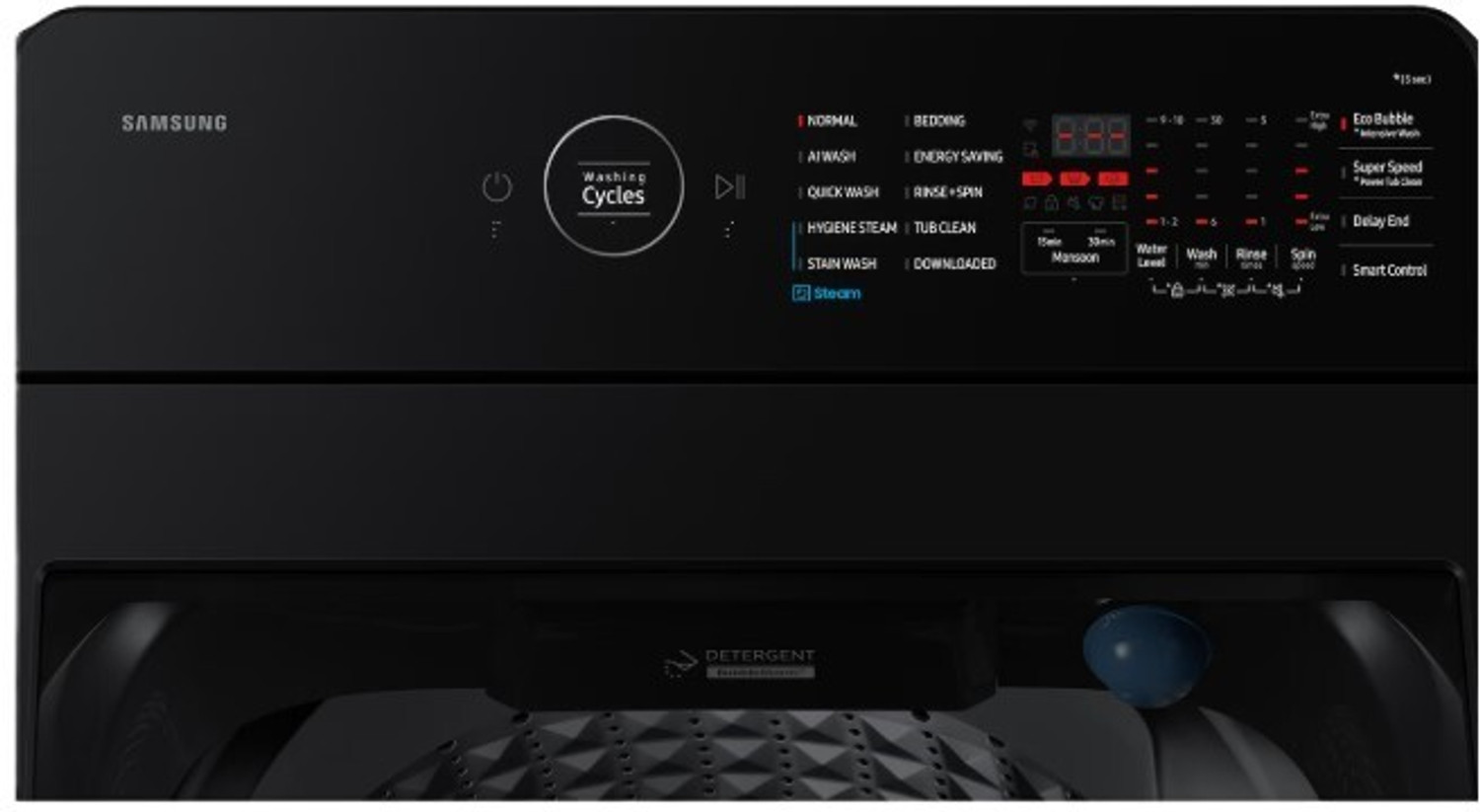 Image of Samsung 8 kg Fully Automatic Top Load Washing Machine with In-built Heater Black