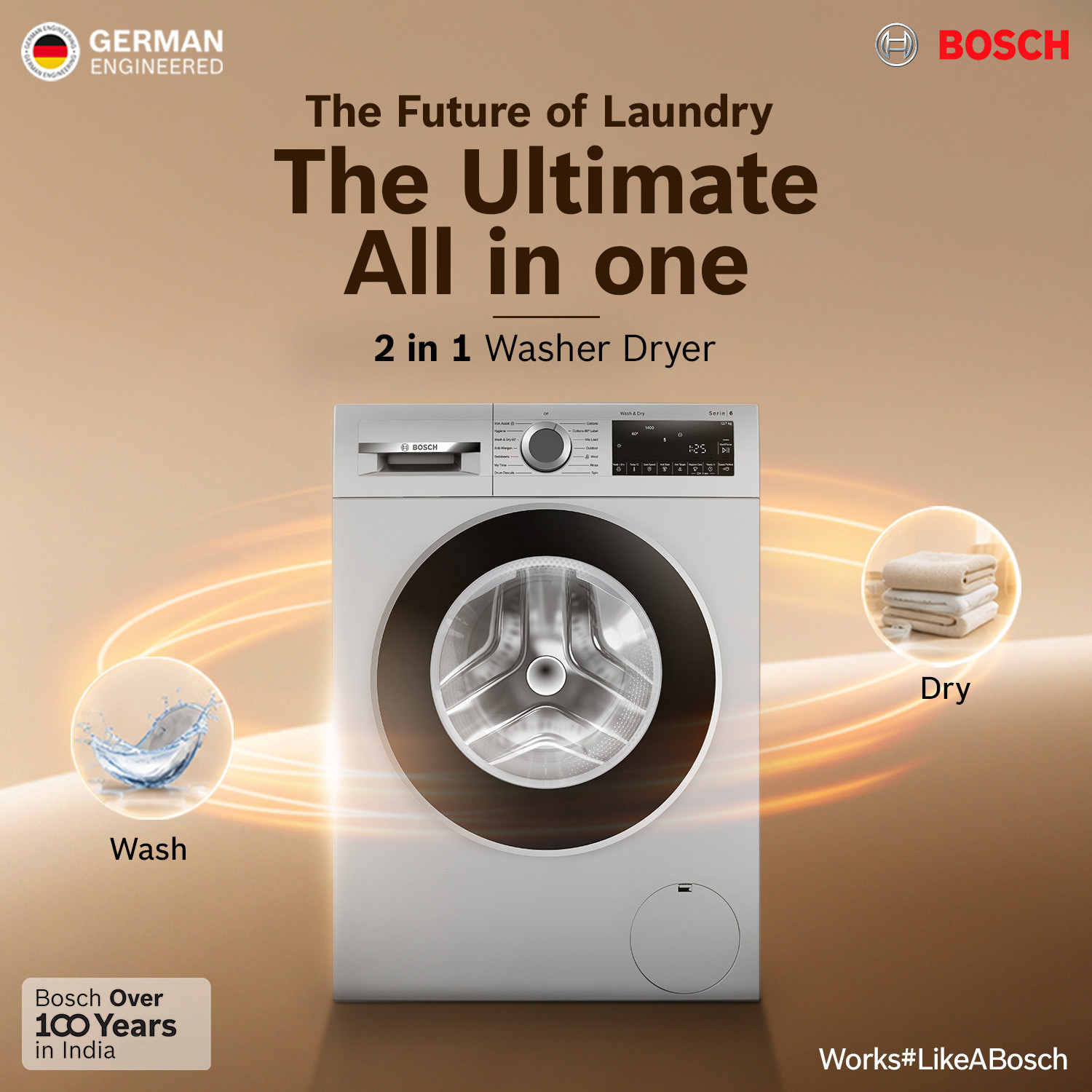 Image of BOSCH 12 Washer with Dryer with In-built Heater Silver