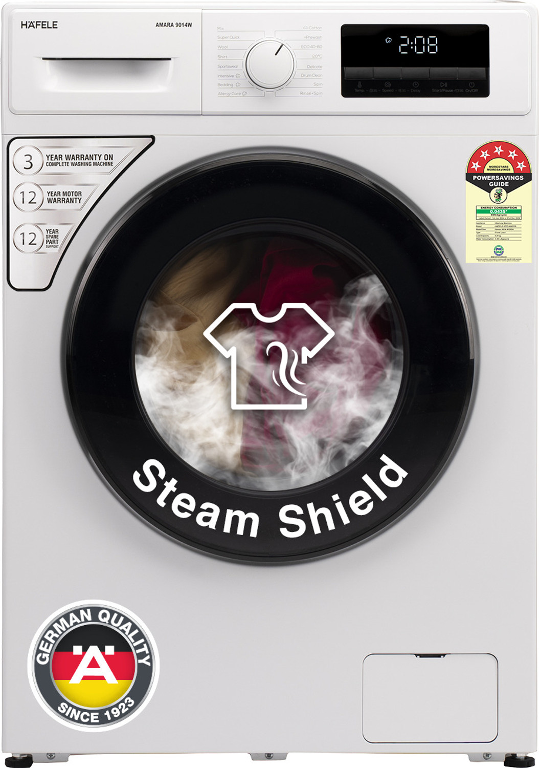 Image of Hafele 9 kg Fully Automatic Front Load Washing Machine with In-built Heater White
