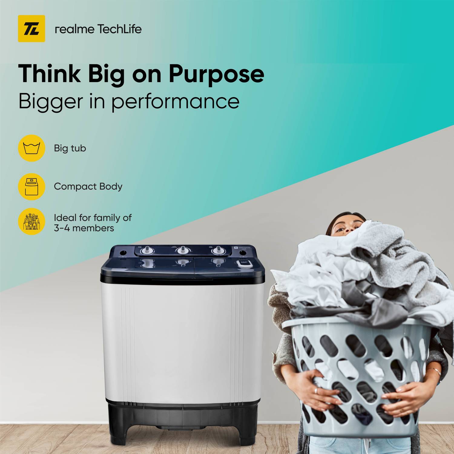 realme TechLife 7 kg Semi Auto Top Load White - Image 4
