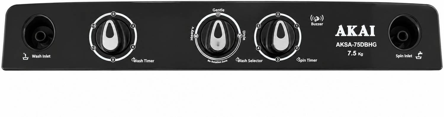 Akai 7.5 kg Semi Auto Top Load Grey Washing Machine - Image 4