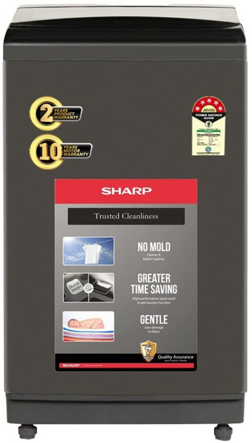 Image of Sharp 9 kg Fully Automatic Top Load Washing Machine Grey