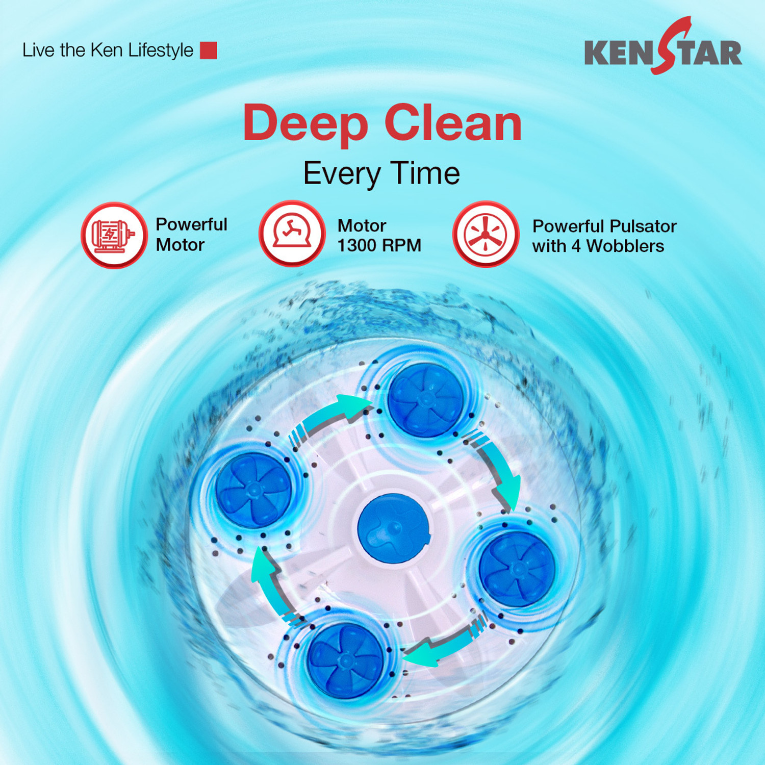 Image of Kenstar 8.5 Kg Swift Dry Lid Semi Automatic Top Load Washing Machine White, Red