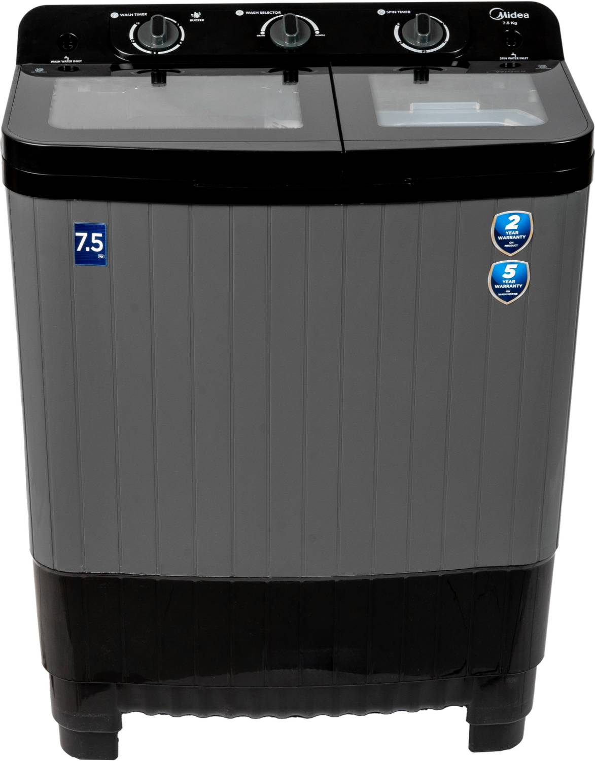 Midea 7.5 kg Semi Automatic Top Load Black, Grey (MWMSA075GPG(KG)