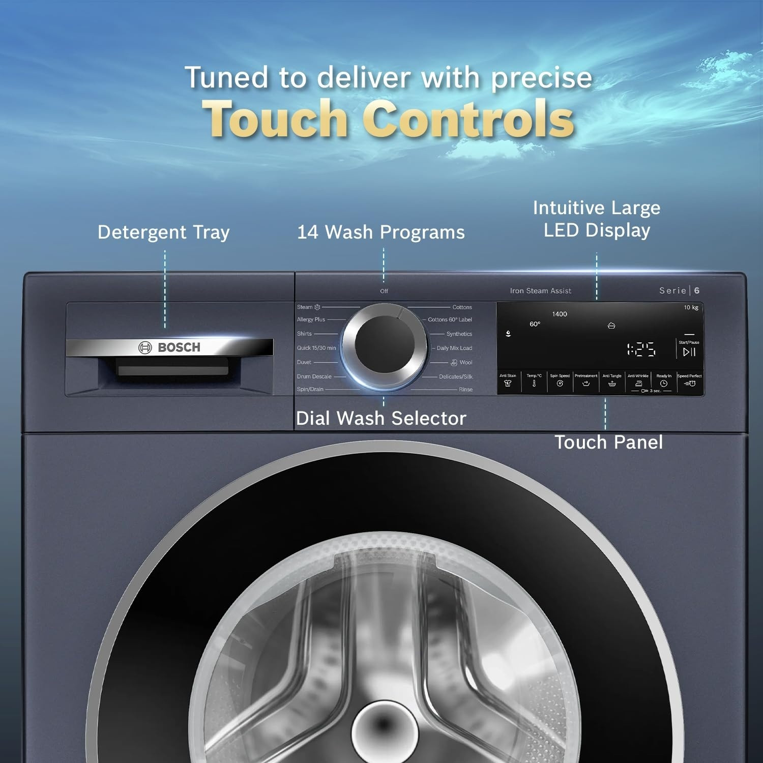 Image of BOSCH 10 kg Fully Automatic Front Load Washing Machine with In-built Heater Blue
