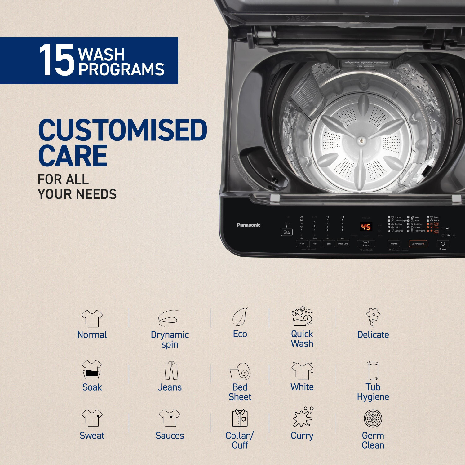Image of Panasonic 7 kg Fully Automatic Top Load Washing Machine with In-built Heater Grey