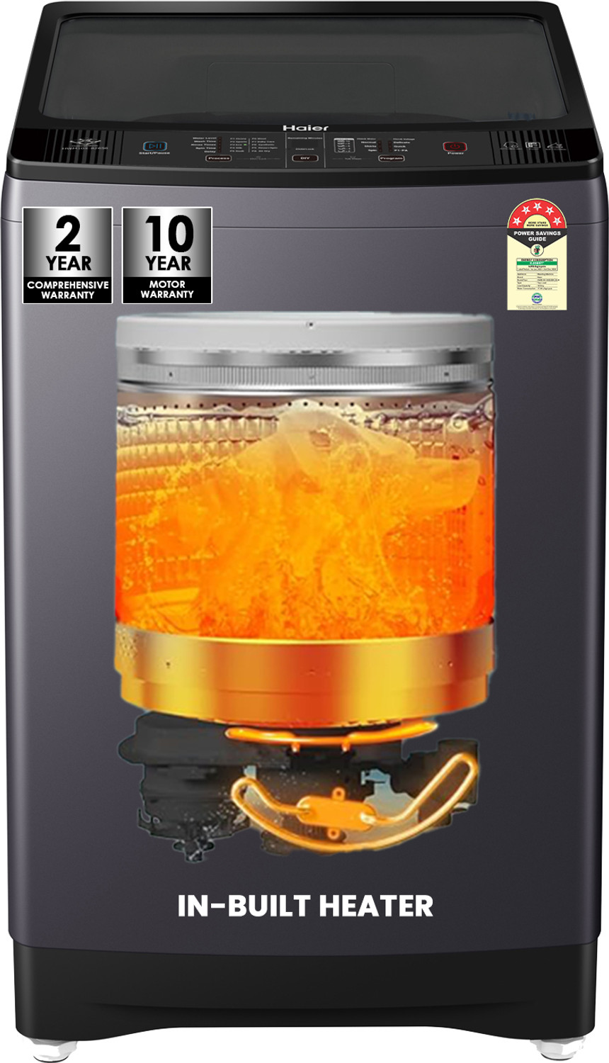 Image of Haier 10.5 kg Fully Automatic Top Load Washing Machine with In-built Heater Silver