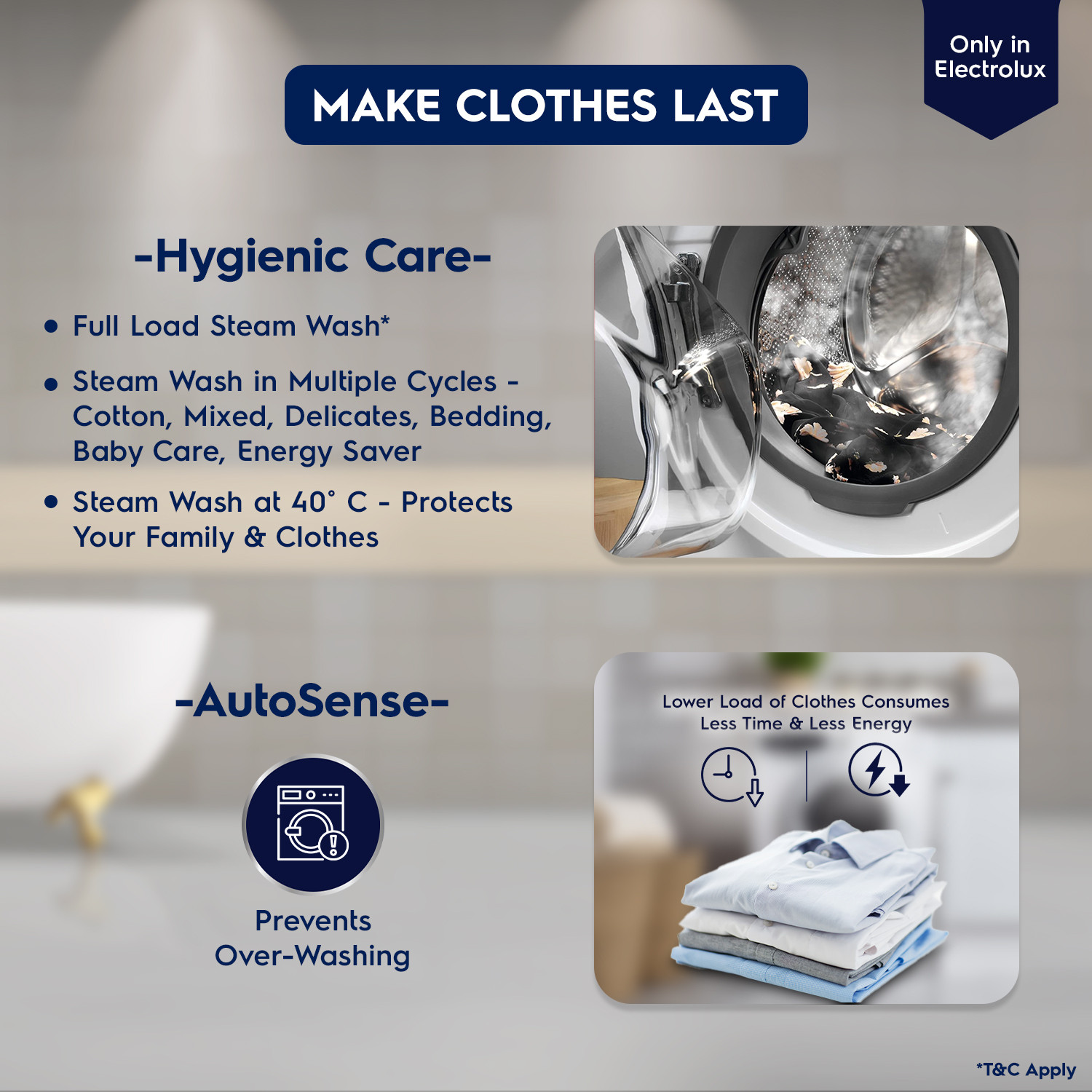 Image of Electrolux 8 /5 kg Washer with Dryer 5 Star EcoInverter, 40C Vapour Wash,UltimateCare 300 White