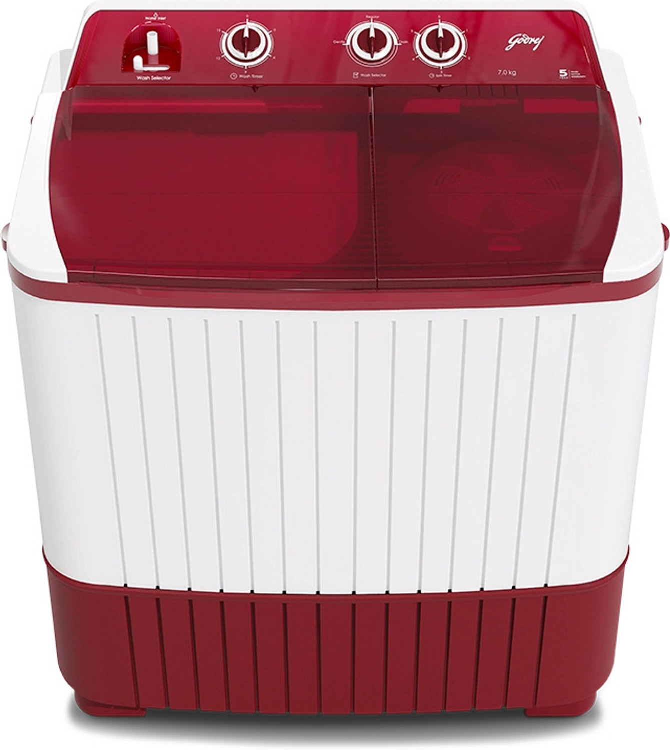 Image of Godrej 7 kg Semi Automatic Top Load Washing Machine Red