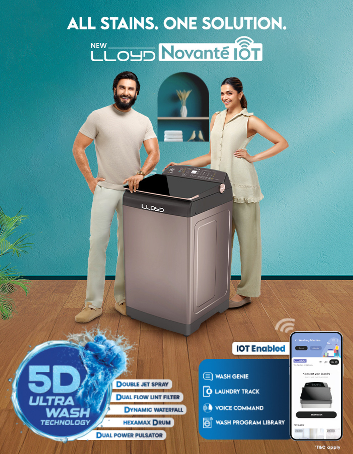 Image of Lloyd 8.5 kg Fully Automatic Top Load Washing Machine with In-built Heater Brown, Black