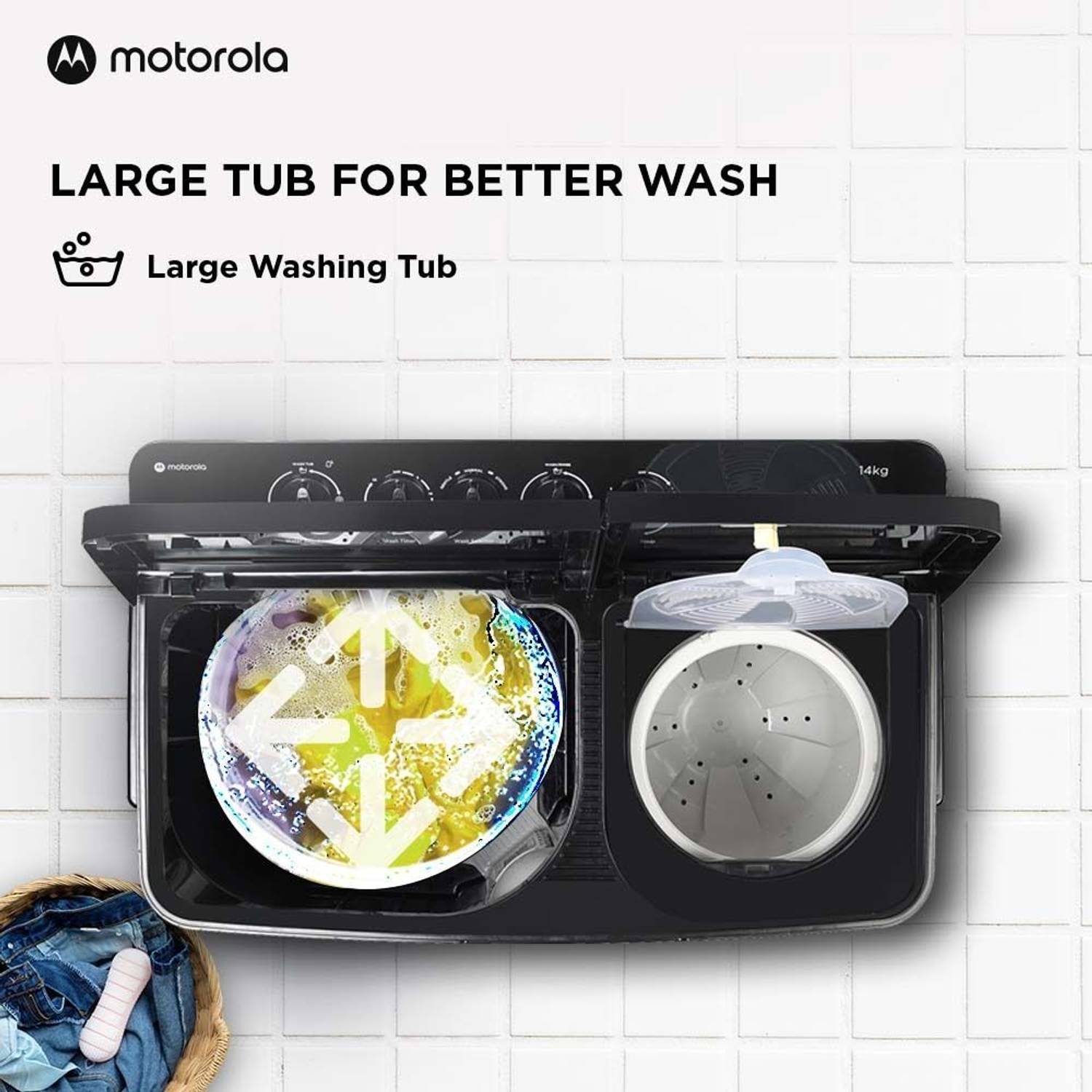 Motorola 14 kg Midnight Series Semi Auto Top Load Washing Machine Blue - Image 4