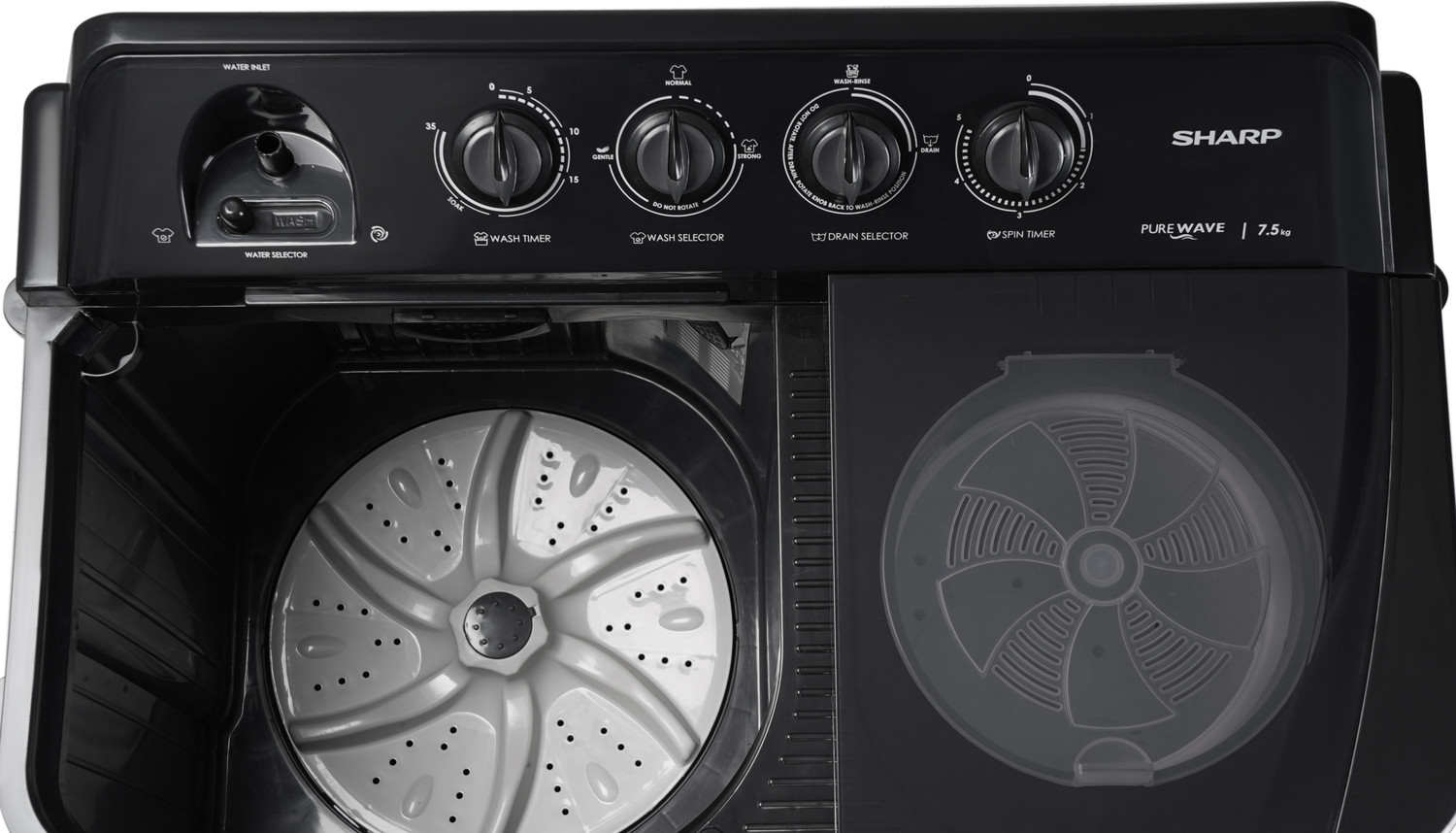 Image of Sharp 7.5 kg Semi Automatic Top Load Washing Machine Grey