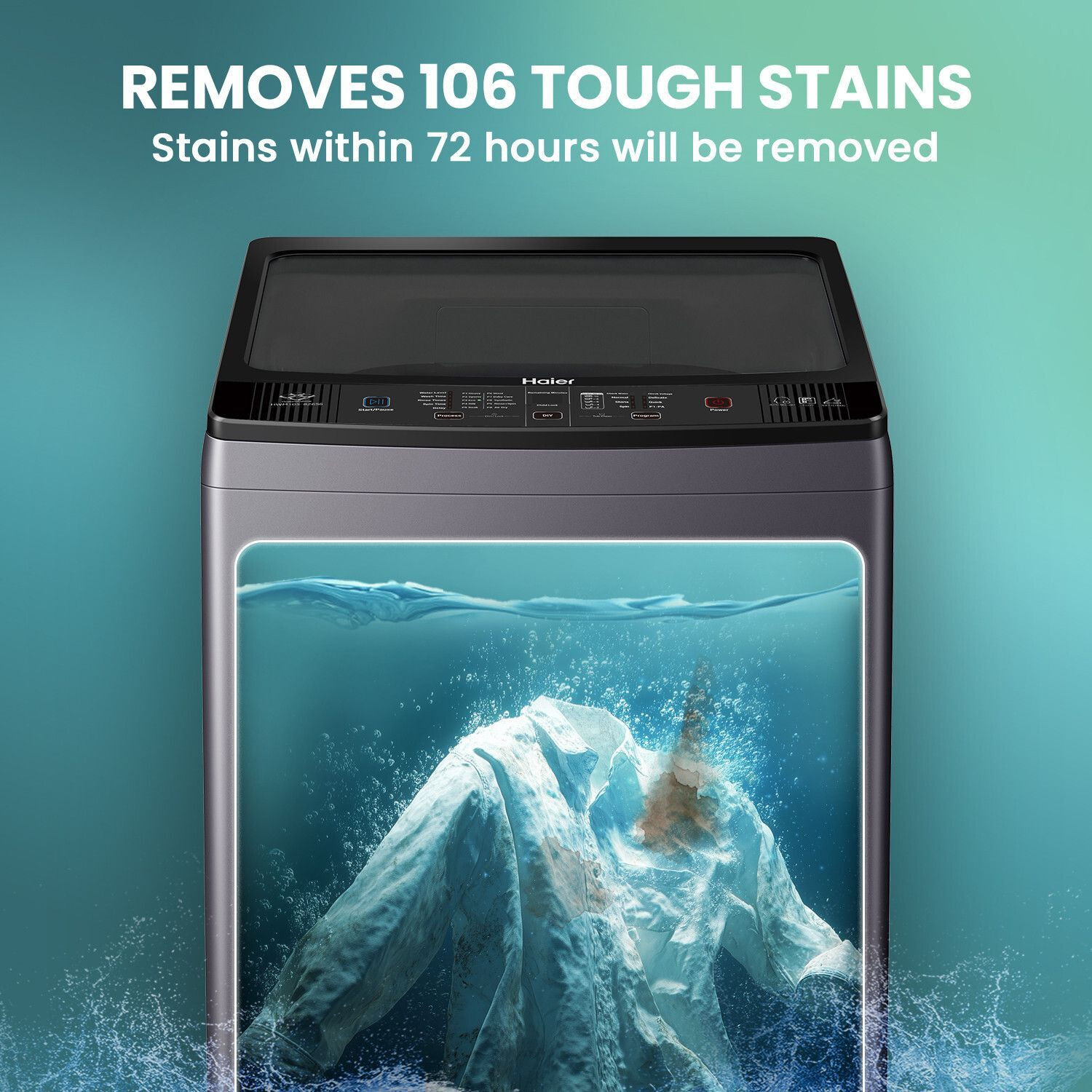 Image of Haier 10.5 kg Fully Automatic Top Load Washing Machine with In-built Heater Silver