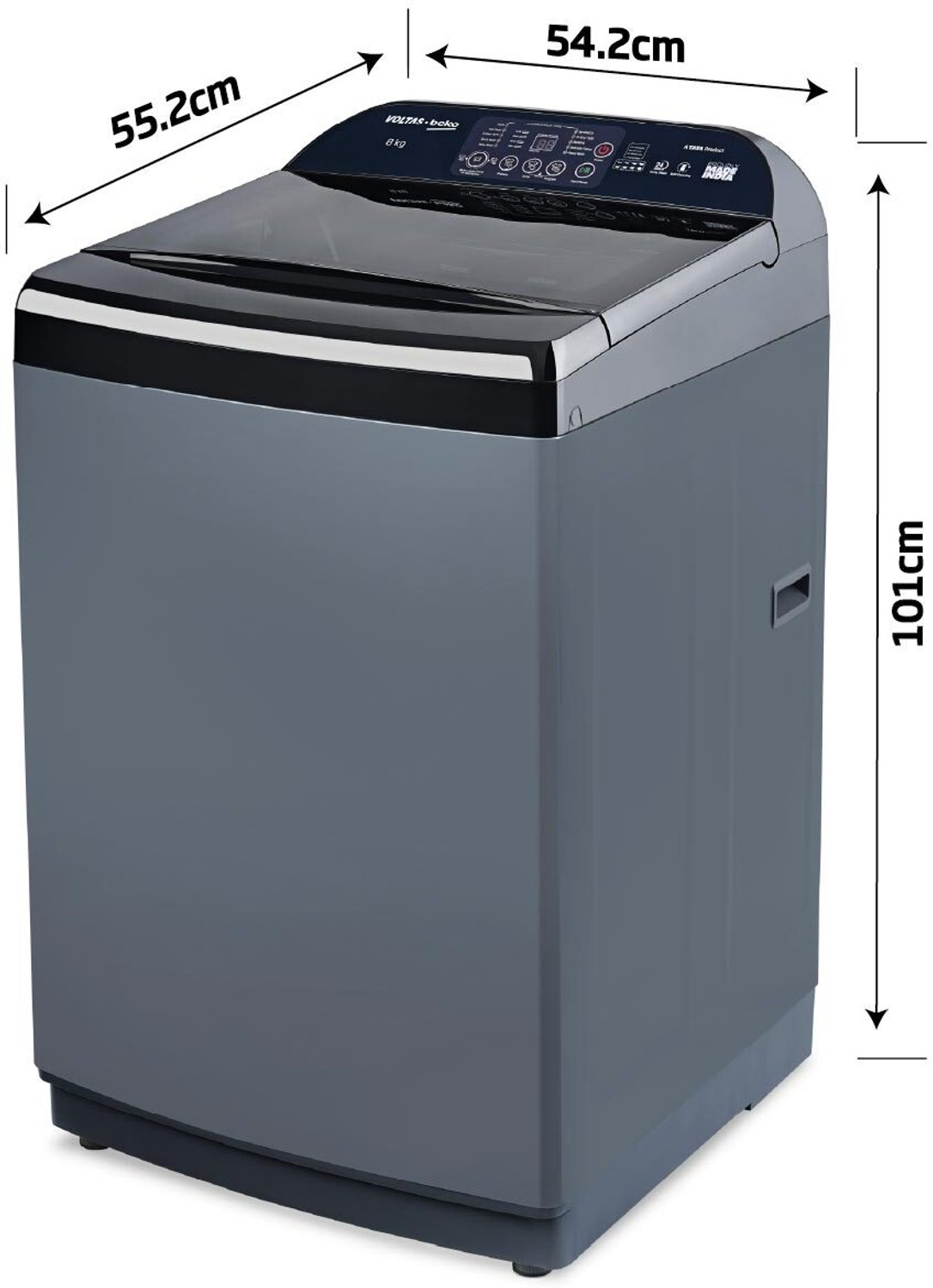 Image of Voltas Beko 8 kg Fully Automatic Top Load Washing Machine Grey