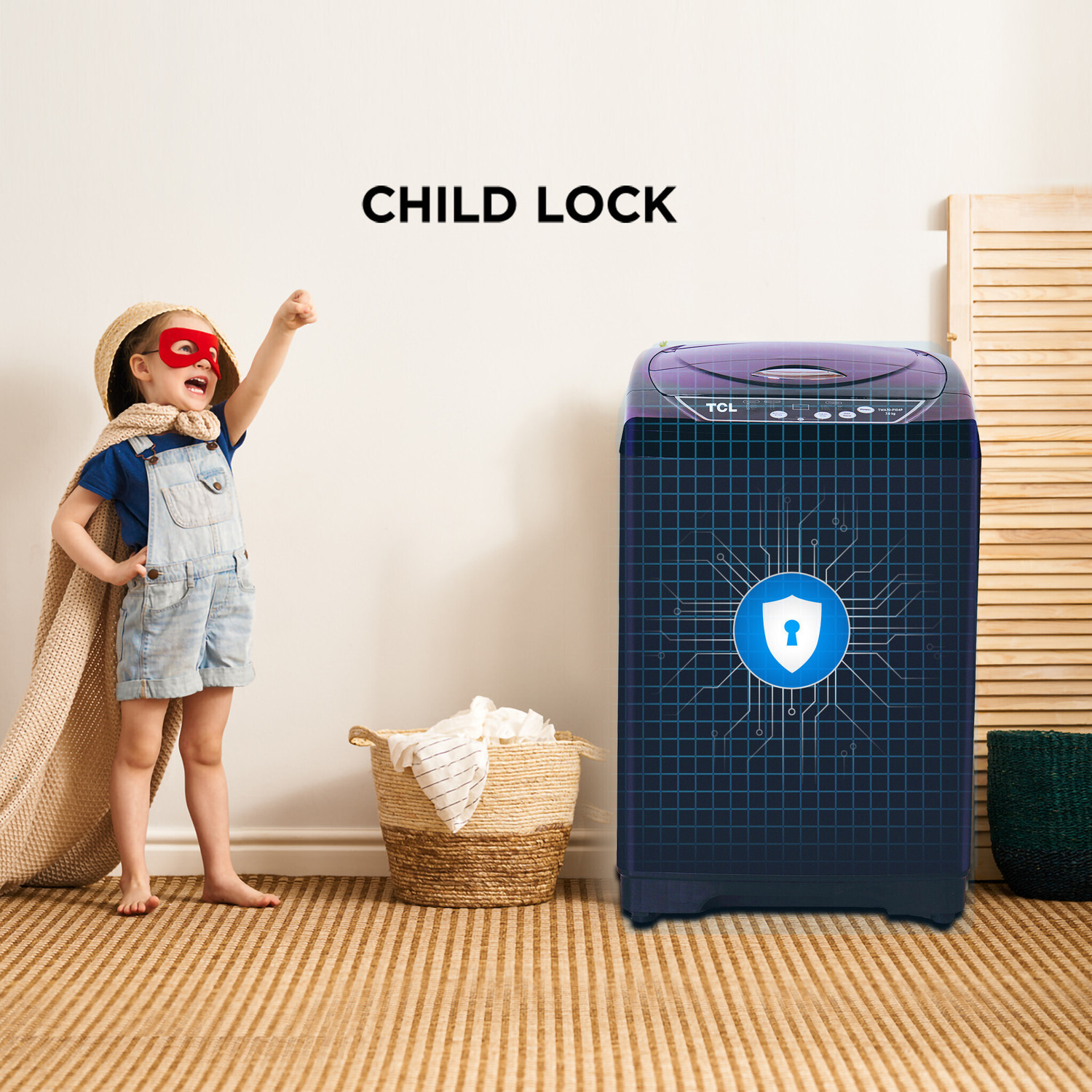 Image of TCL 8 kg 5 Star with 10 Wash Program and Detergent Dispenser, Child Lock with Magic Filter Fully Automatic Top Load Washing Machine Black