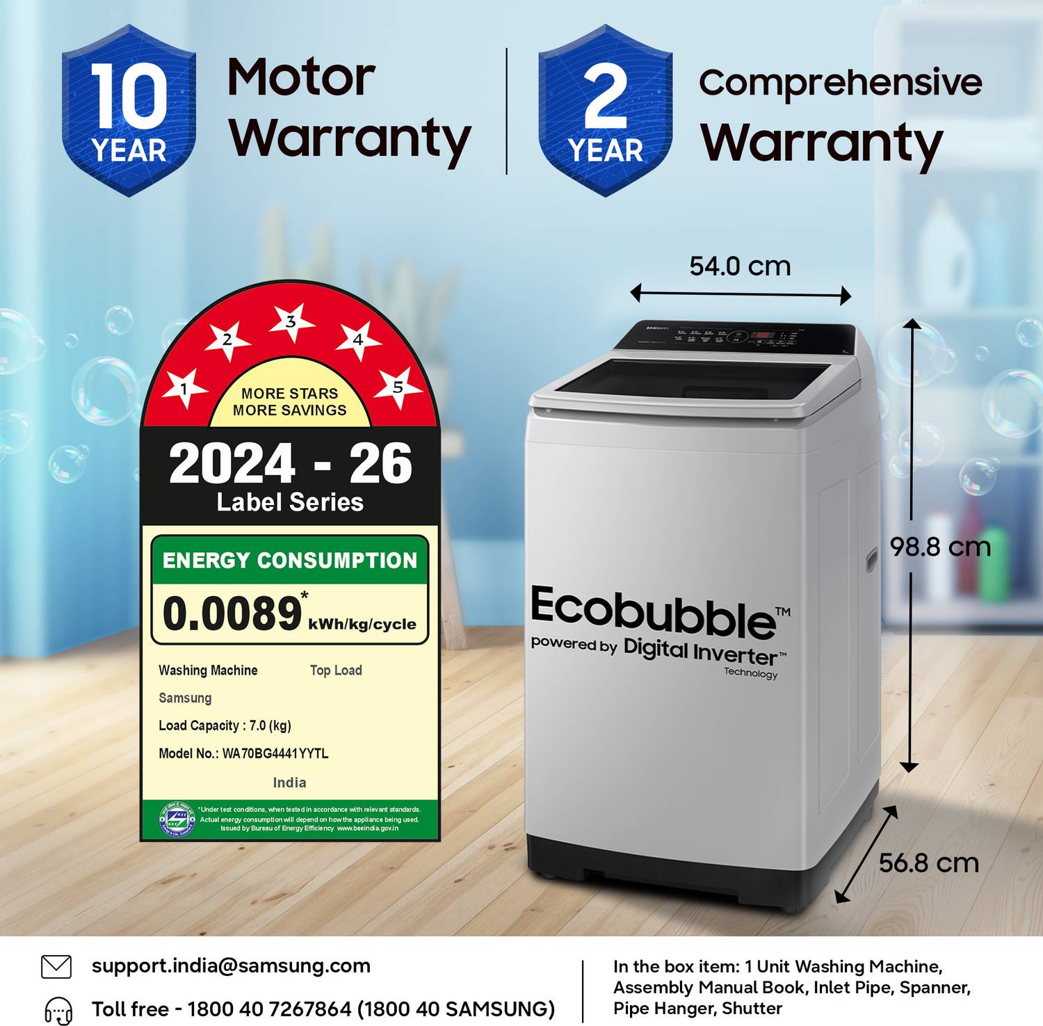Samsung 7 kg Top Load Washing Machine Grey - Image 2