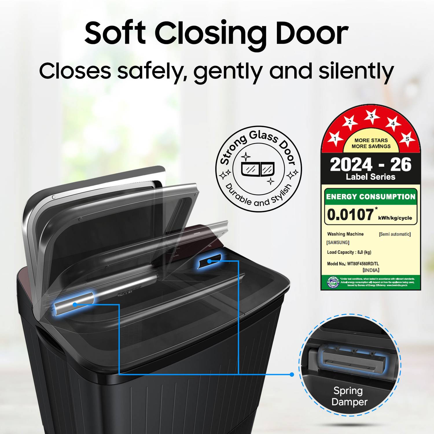 Samsung 8 kg Semi Auto Top Load Grey - Image 2