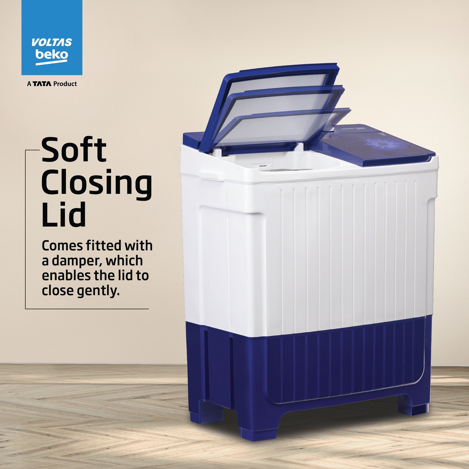 Image of Voltas Beko by A Tata Product 9.5 kg 5 Star Semi Automatic Top Load Washing Machine Blue