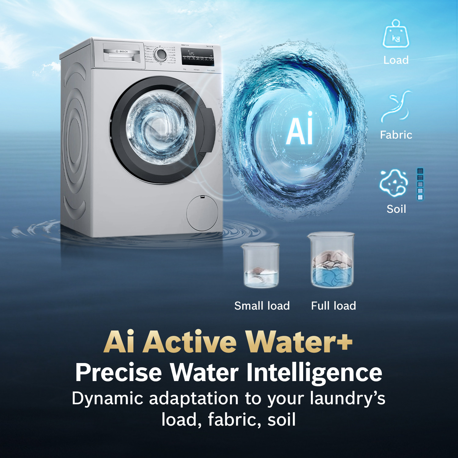 Image of BOSCH 8 kg Fully Automatic Front Load Washing Machine with In-built Heater Grey
