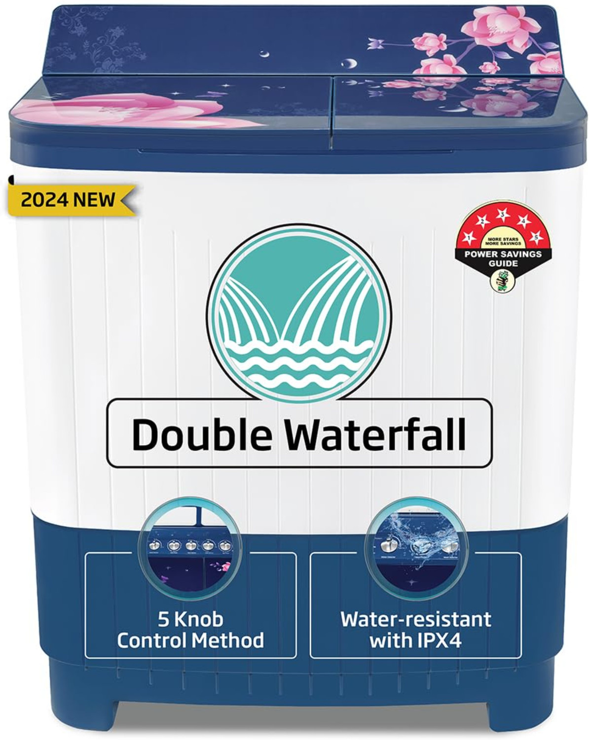 Image of Voltas 8.5 kg Semi Automatic Top Load Washing Machine Blue, White