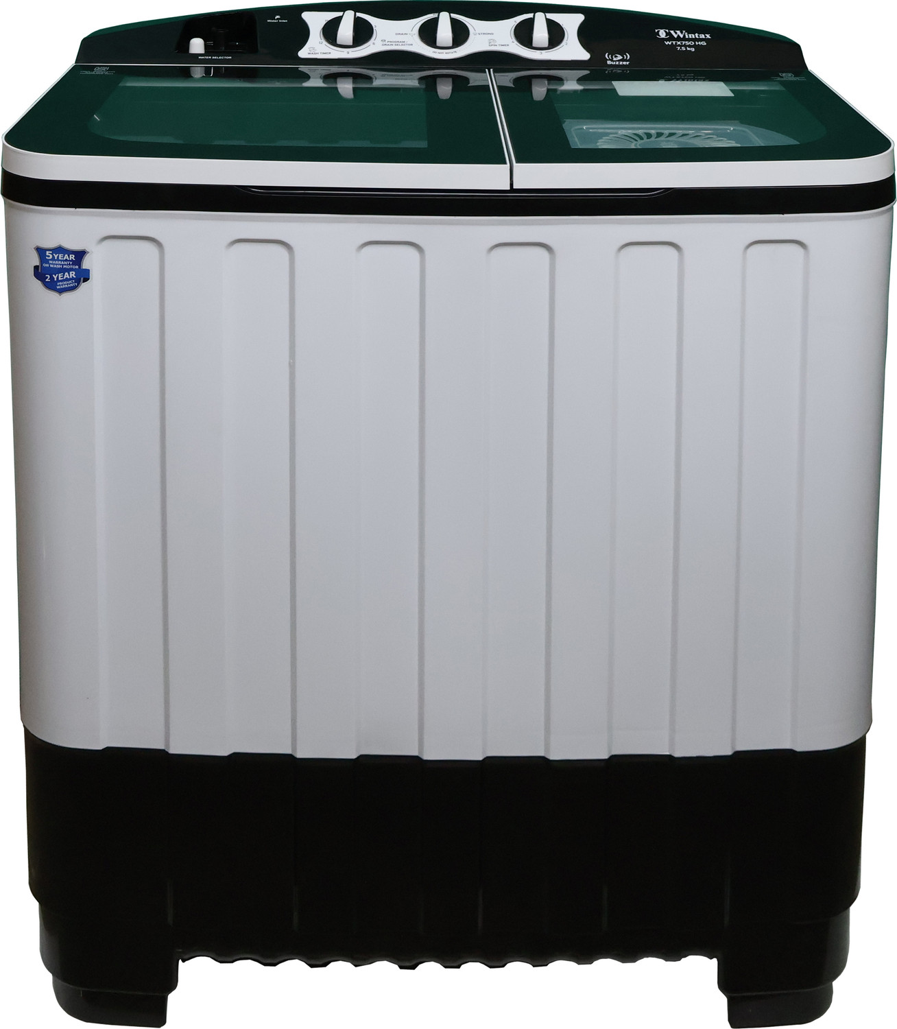 Image of wintax 7.5 kg Semi Automatic Top Load Washing Machine Black