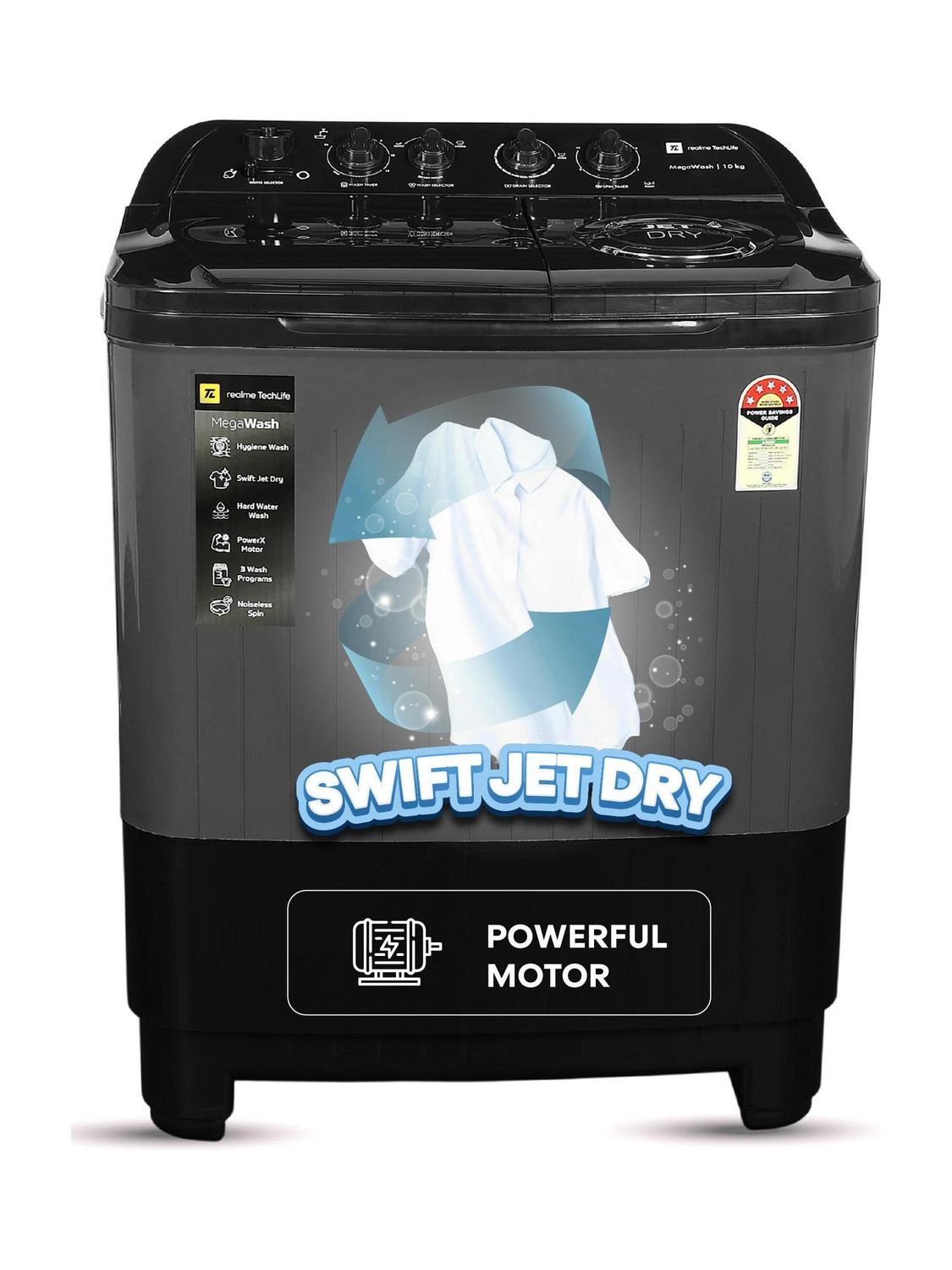 Image of realme TechLife 10 kg Semi Automatic Top Load Washing Machine Grey