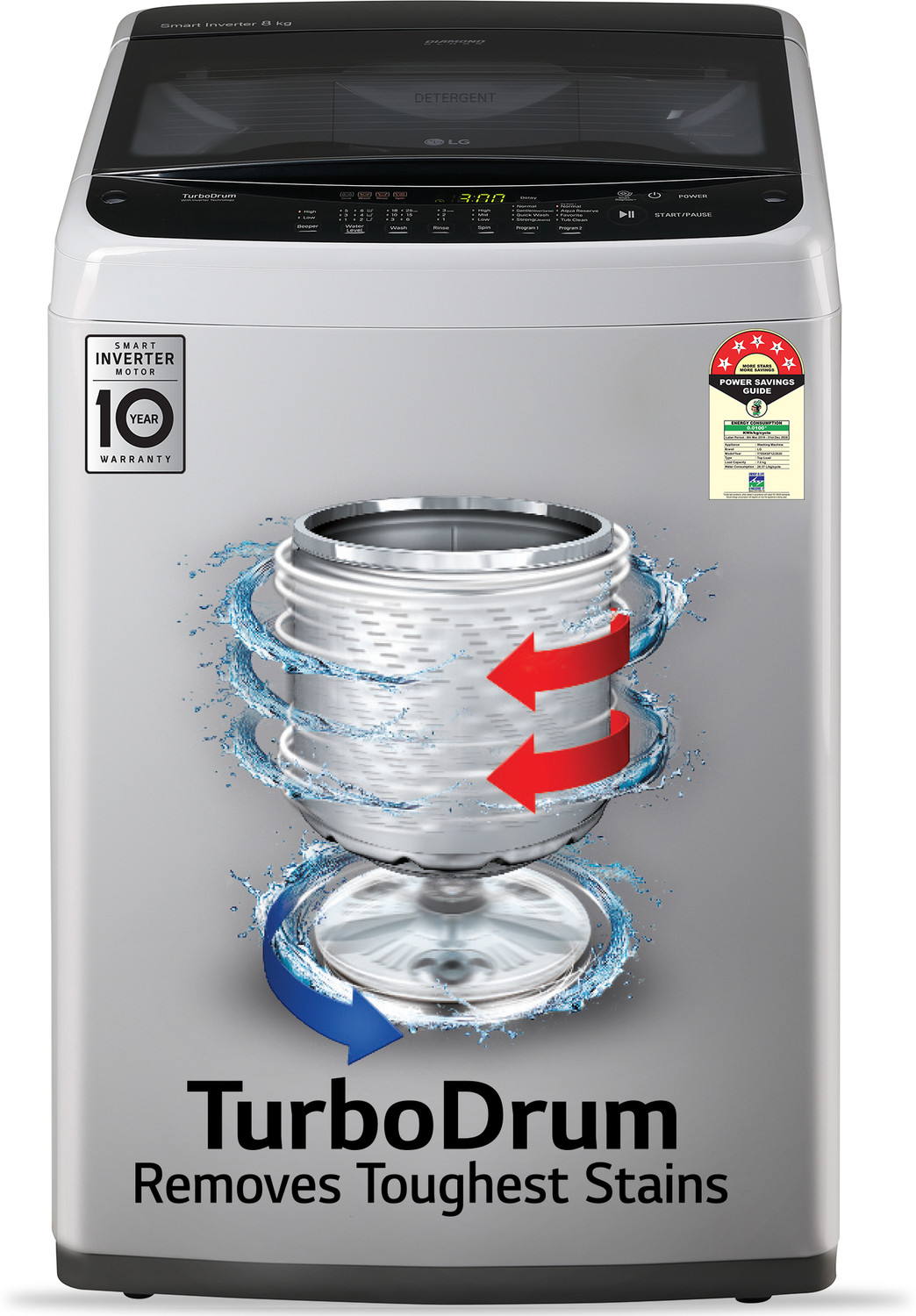Image of LG 8 kg with Inverter,5 Star Fully Automatic Top Load Washing Machine Silver