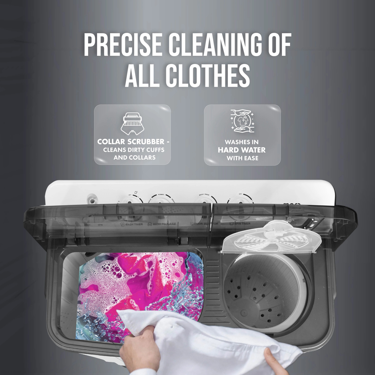 Image of MarQ by Flipkart 9 kg 5 Star Rating Innowash Range Semi Automatic Top Load Washing Machine White, Grey