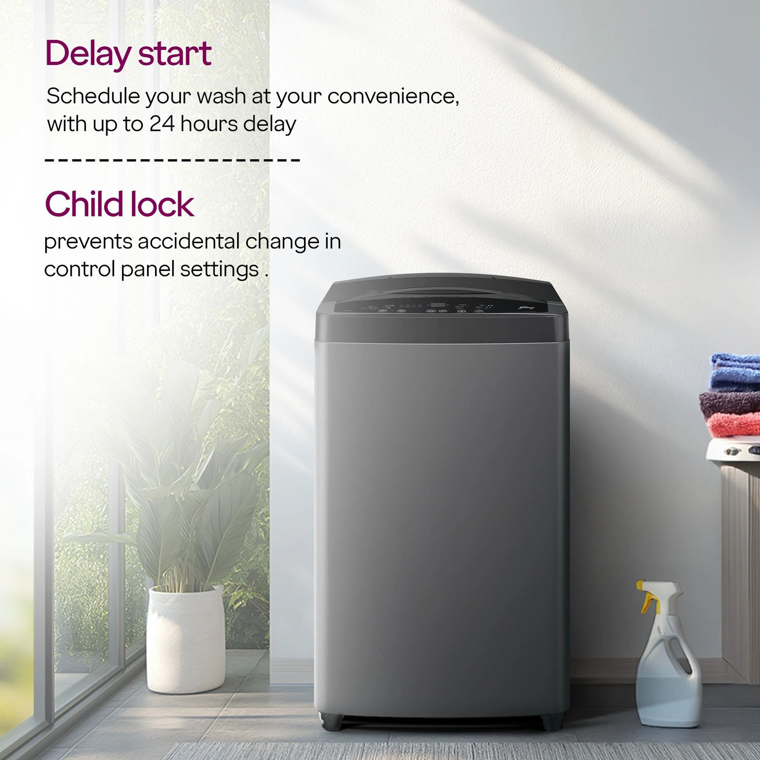Image of Godrej 7.5 kg Inbuilt Heater with Unbalanced Load Sensing Fully Automatic Top Load Washing Machine with In-built Heater Grey