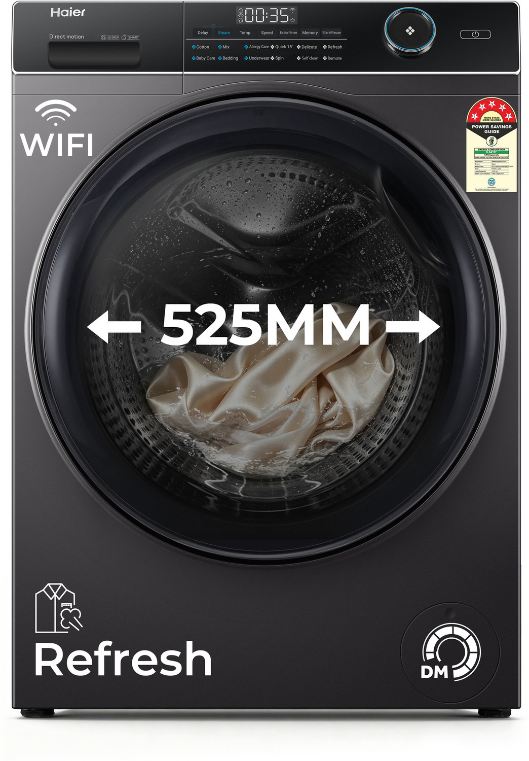 Image of Haier 10 kg 5 Star with AI Smart Wash, Hygiene Refresh, 525 mm Super Drum, Direct Motion Motor, Inbuilt Heater, WiFi Enabled, Washer Fully Automatic Front Load Washing Machine with In-built Heater Silver