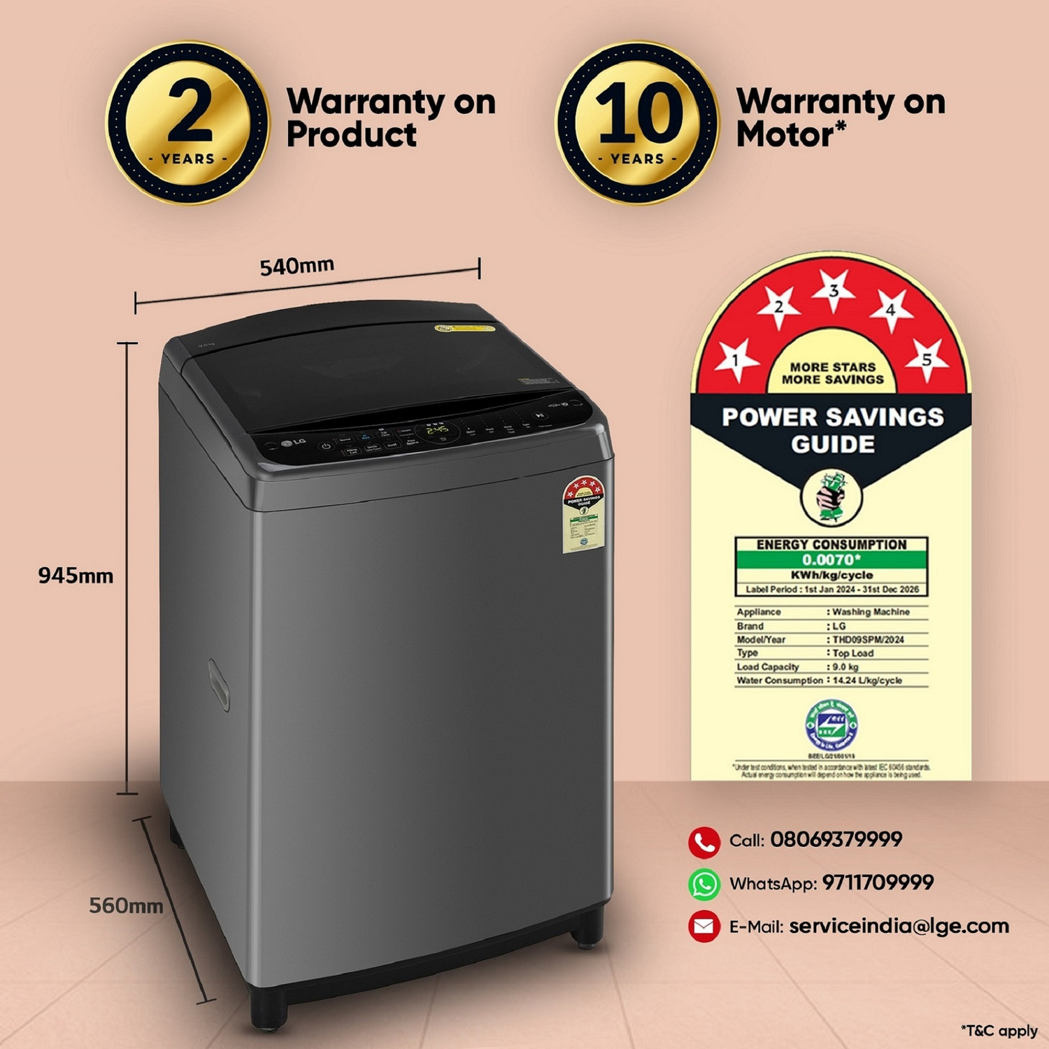 Image of LG 9 kg 5 Star, AI Direct Drive Technology, 6 Motion Direct Drive, Steam Fully Automatic Top Load Washing Machine with In-built Heater Black, Grey