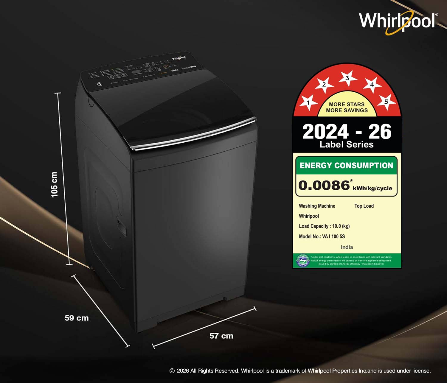 Whirlpool 10 kg Bloomwash Top Load Washing Machine Grey - Image 2