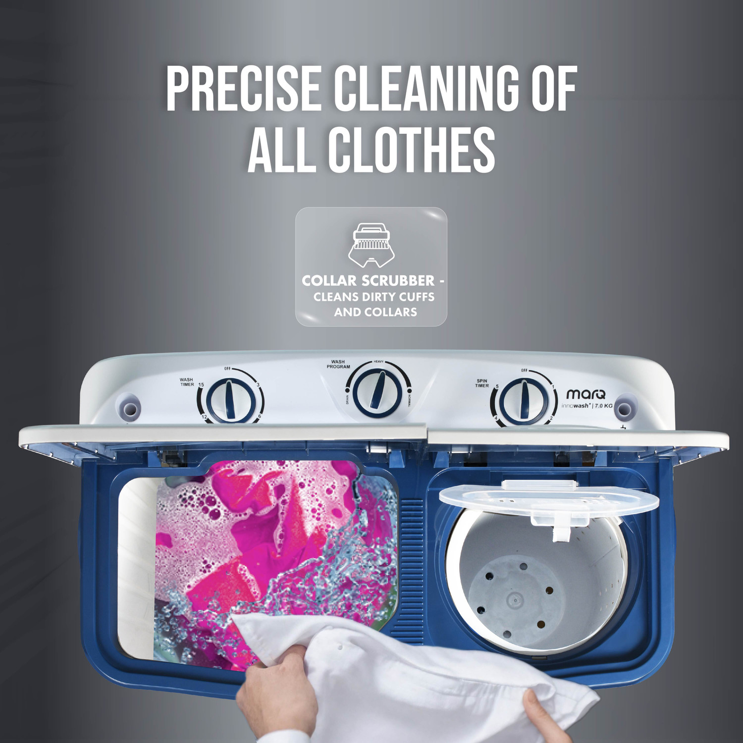 Image of MarQ by Flipkart 7 kg 5 Star Rating Innowash Range Semi Automatic Top Load Washing Machine Blue, White