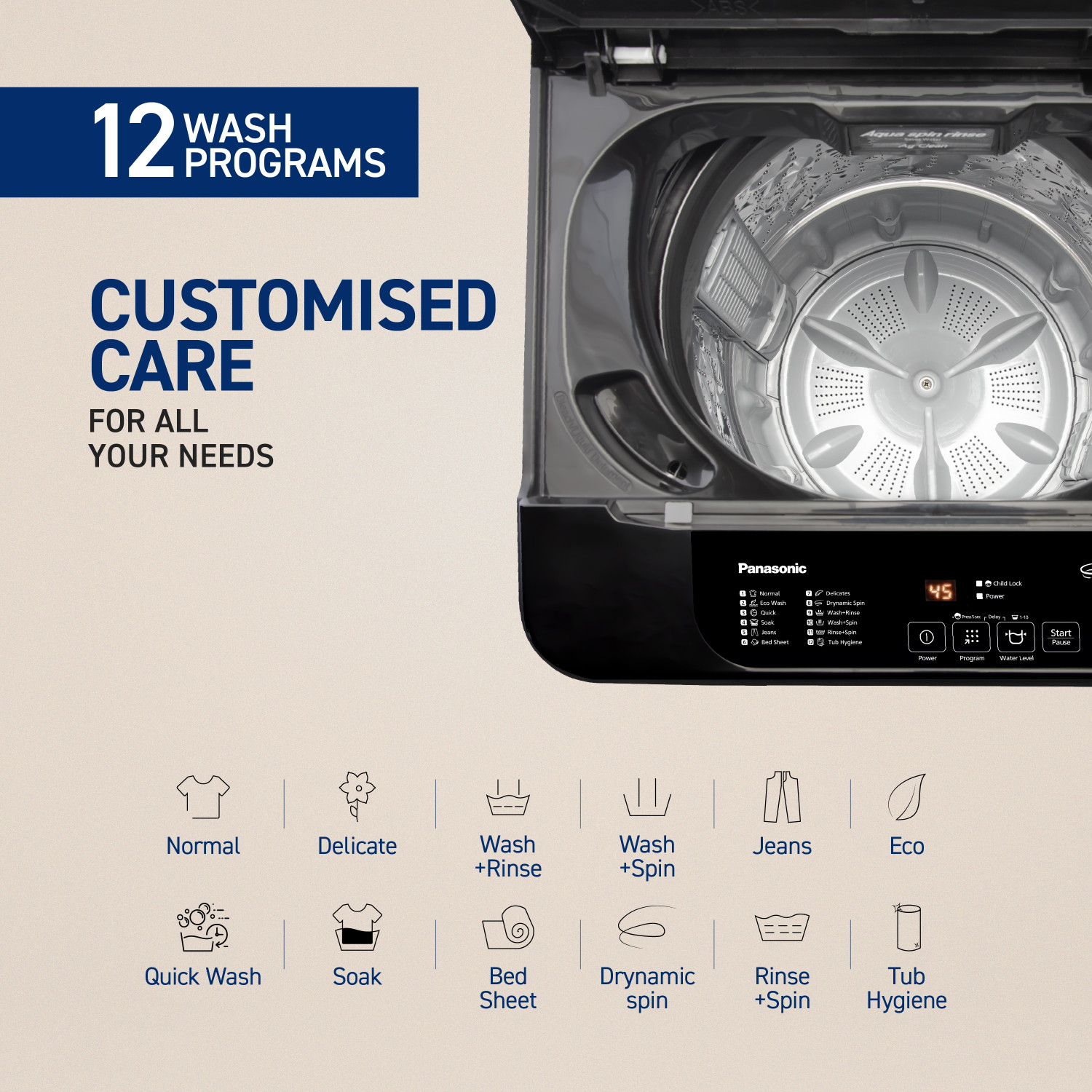 Image of Panasonic 7 kg Fully Automatic Top Load Washing Machine Grey