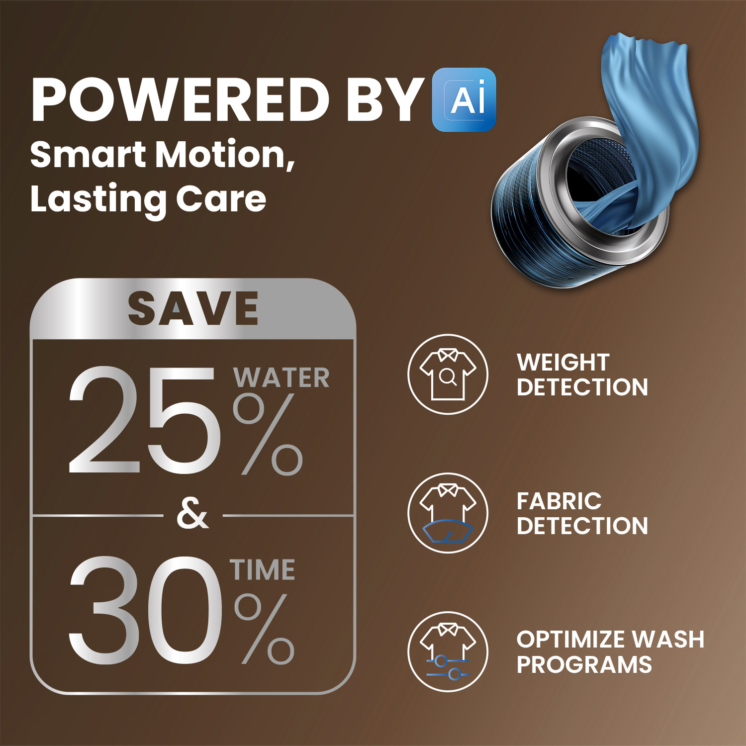 Image of IFB 10 kg 5 Star with Steam Refresh Program, 9 Swirl wash, Eco Inverter, Powered by AI with WiFi Fully Automatic Front Load Washing Machine with In-built Heater Brown