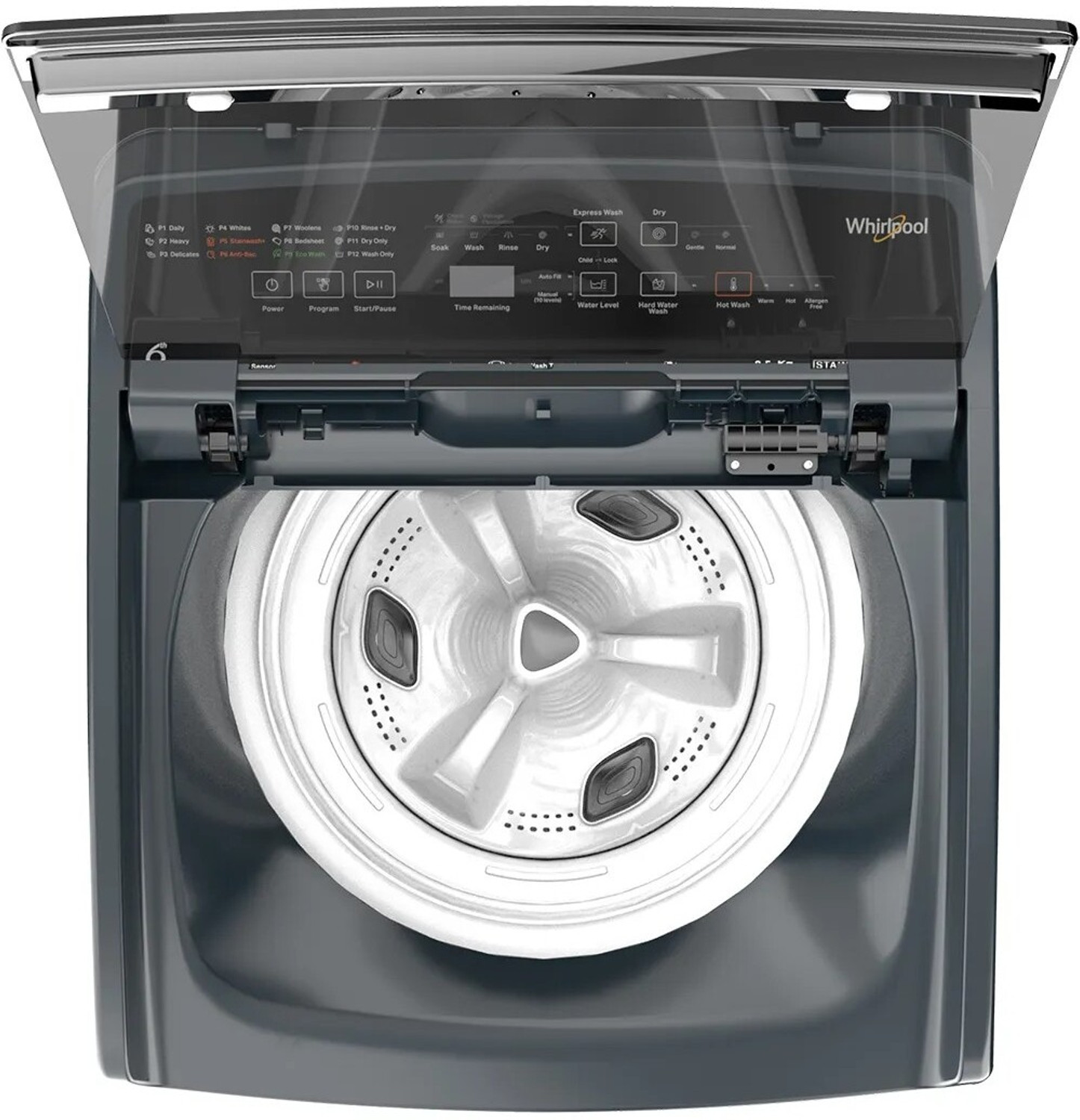 Image of Whirlpool 8.5 kg Fully Automatic Top Load Washing Machine with In-built Heater Grey