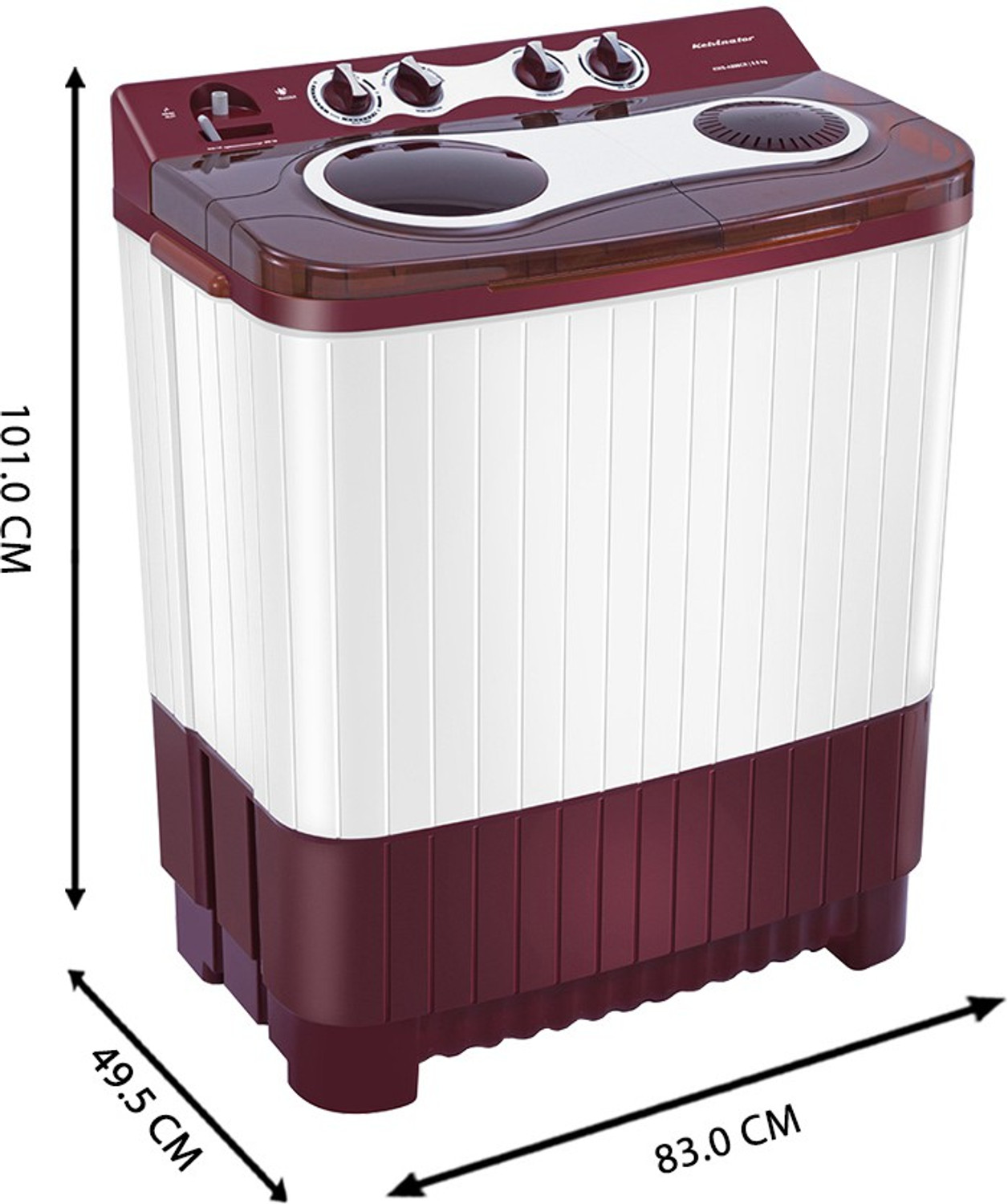 Image of Kelvinator 8 kg Semi Automatic Top Load Washing Machine Maroon, White