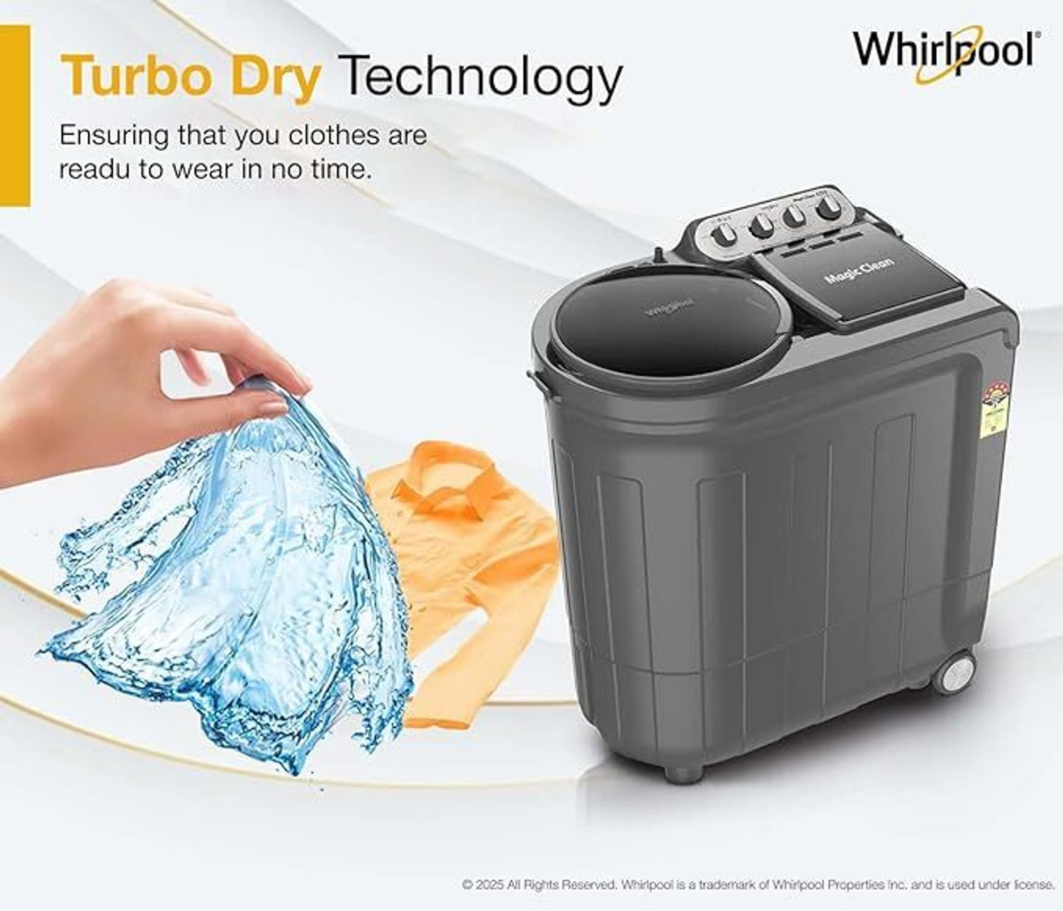Image of Whirlpool 8.5 kg Semi Automatic Top Load Washing Machine Grey
