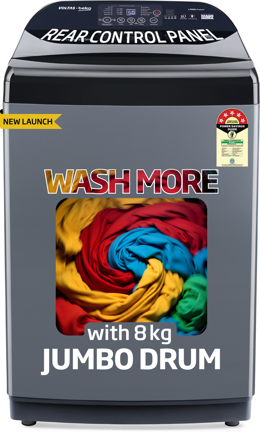 Image of Voltas Beko 8 kg Fully Automatic Top Load Washing Machine Grey