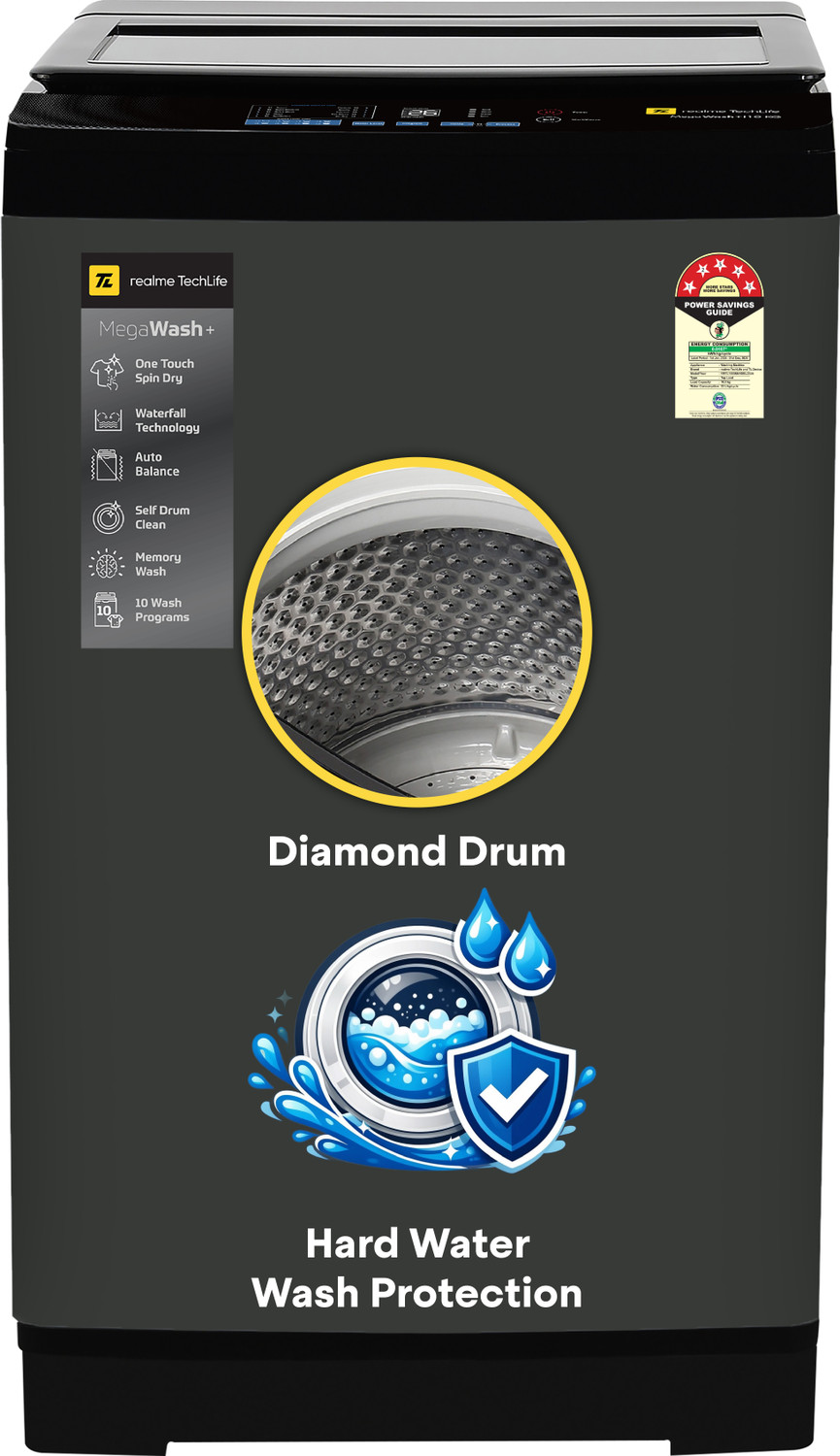 Image of realme TechLife 10 kg Fully Automatic Top Load Washing Machine Grey
