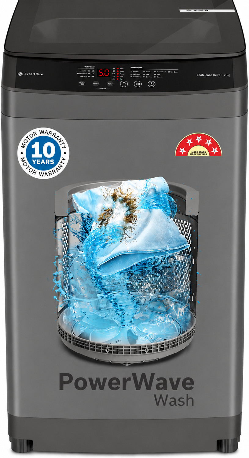 Image of BOSCH 7 kg Fully Automatic Top Load Washing Machine Black