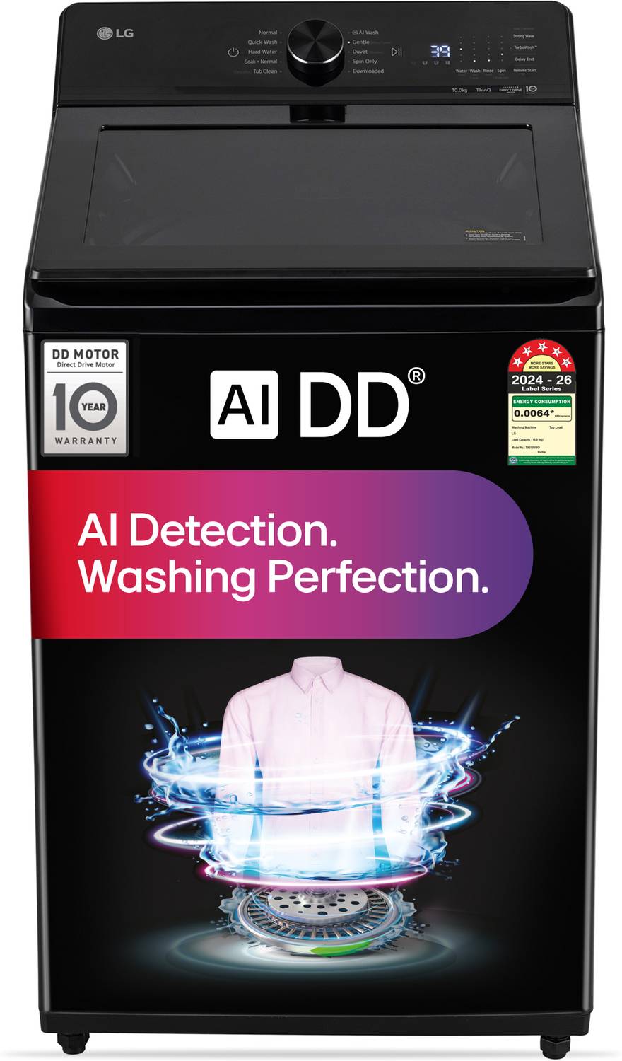 LG 10 kg Fully Automatic Top Load Washing Machine Black