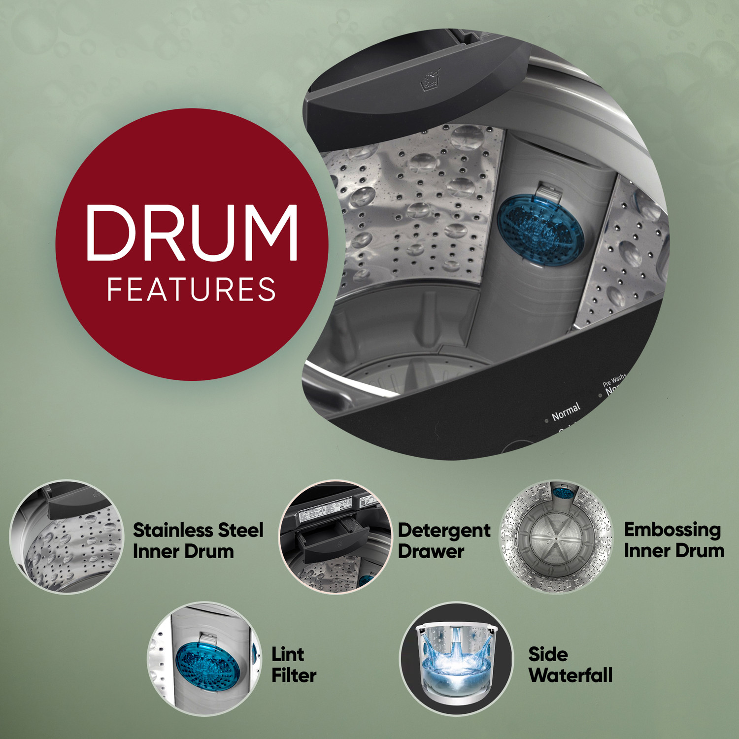Image of LG 7.5 kg 5 Star, Smart Inverter Technology, TurboDrum, Smart Diagnosis Fully Automatic Top Load Washing Machine Grey