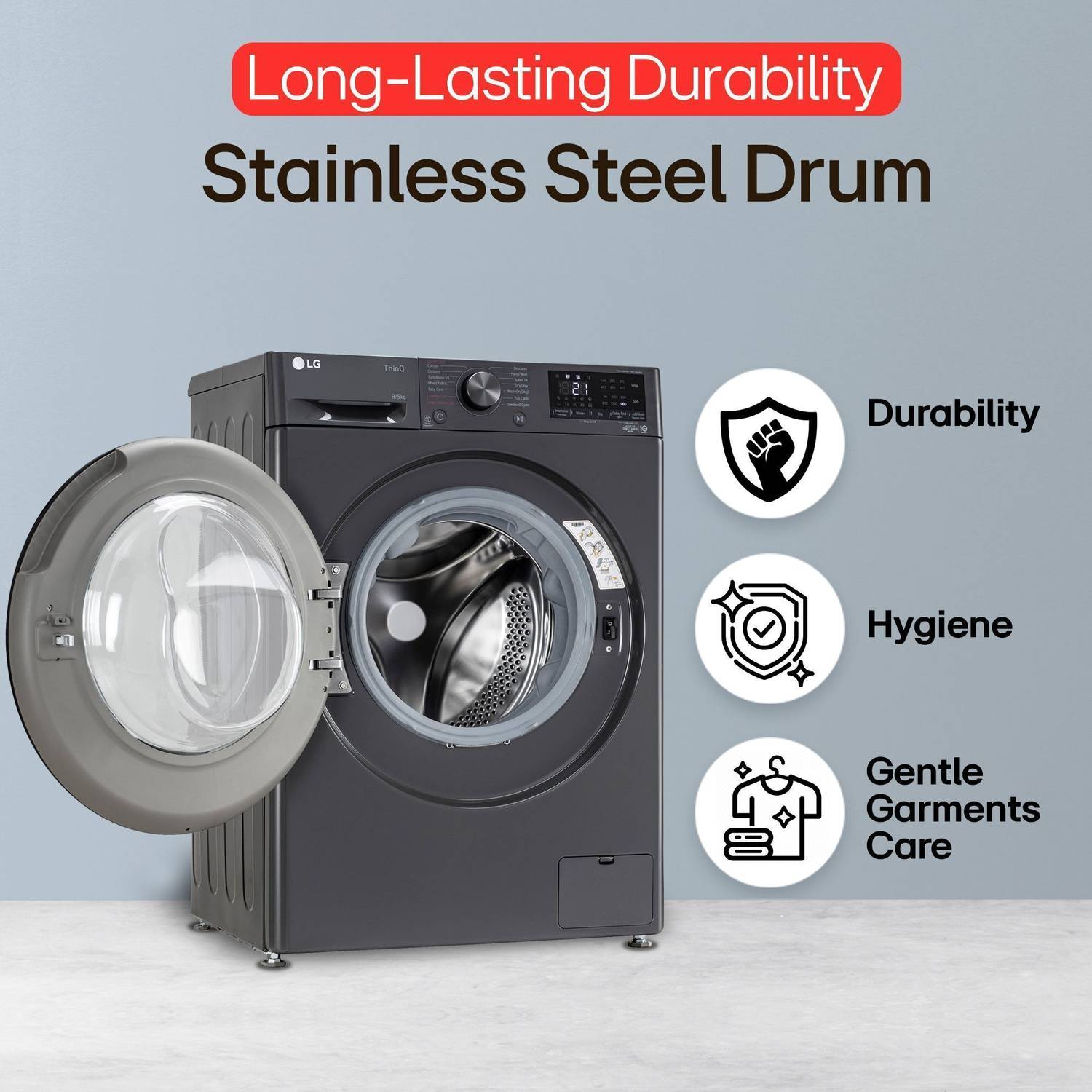 LG 9/5 kg Washer Dryer AI Black - Image 3