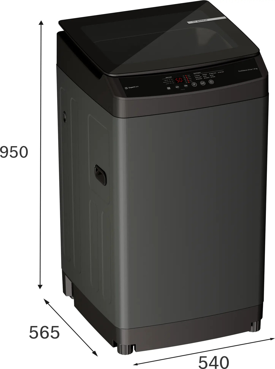 Image of BOSCH 8 kg Fully Automatic Top Load Washing Machine Grey, Black