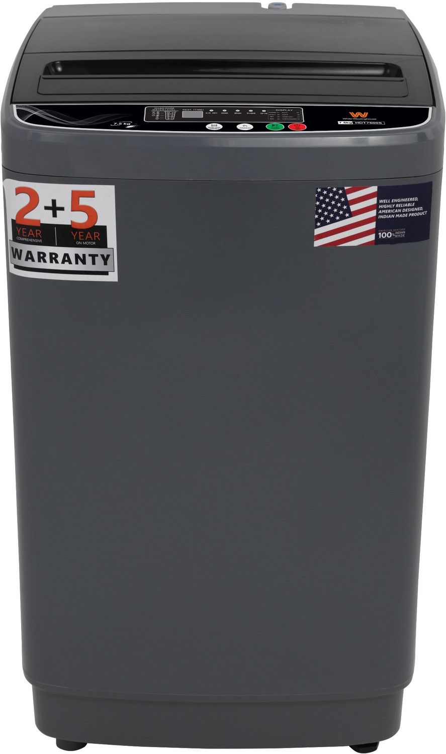 Image of White Westinghouse (Trademark by Electrolux) 7.5 kg Fully Automatic Top Load Washing Machine Grey